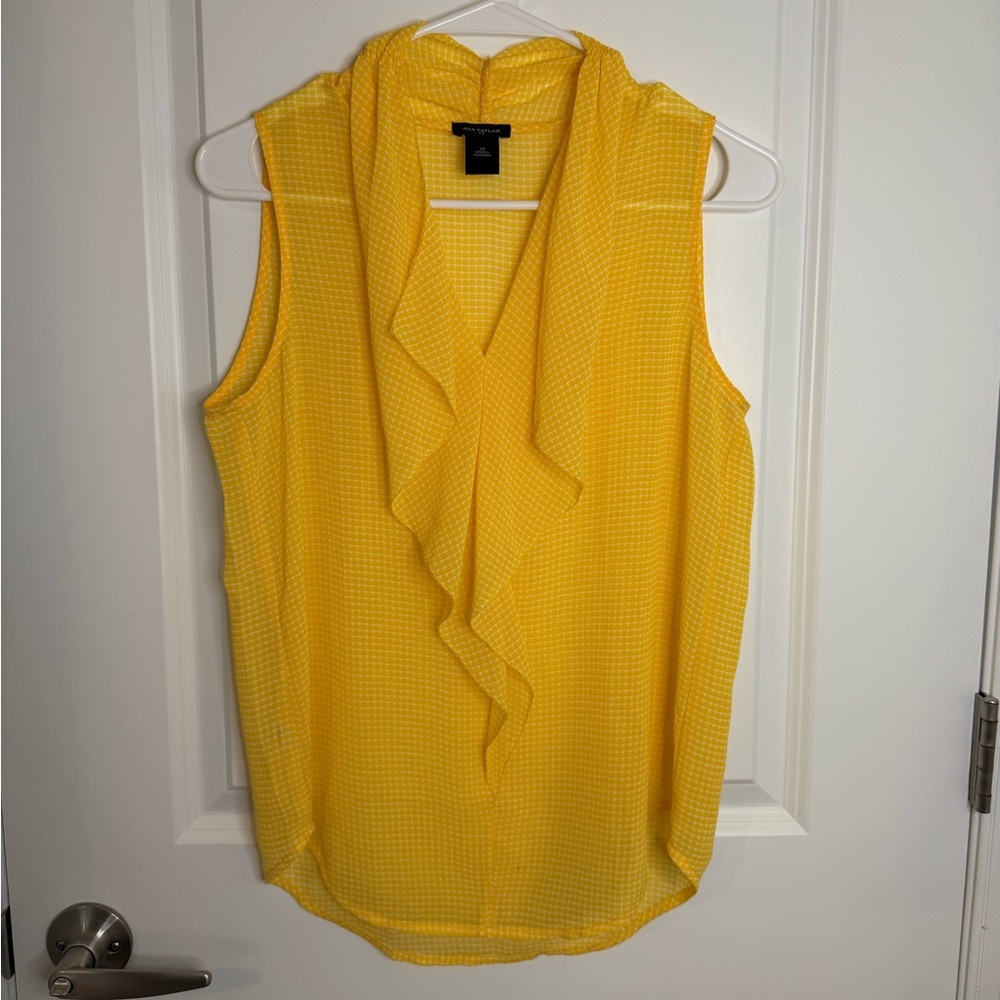 Ann Taylor Yellow Sleeveless Ruffle Top